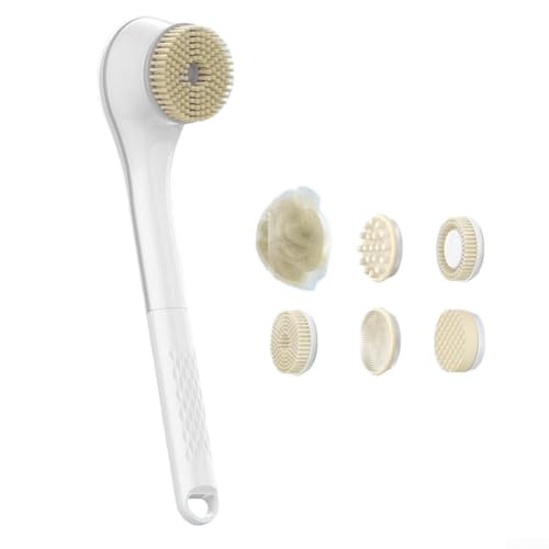 Cepillo eléctrico para el cuerpo, cepillo de baño con tres niveles de cepillo de ducha exfoliante ajustable estilo masaje, recargable, para limpieza y masaje (cepillo - blanco)