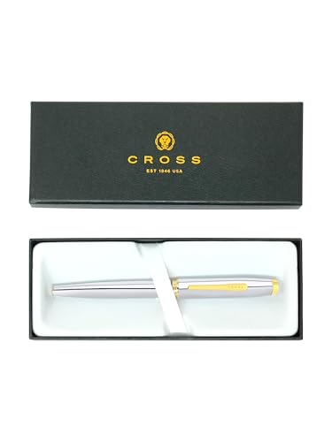 Image of Cross Coventry Polished Chrome with Gold-Tone Fountain Pen - Fine Nib, Refillable, Luxury Gift Box