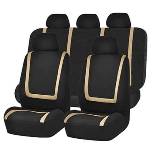 9pcs Car Seat Covers Set for Volvo V60 V50 S60 S80 S40 Xc40 Xc60, Breathable Washable Car Seat Cushion Protectors Full Set Car Front Rear Accessories,Black_Beige/A