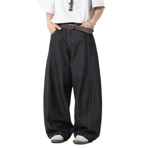 Men's Denim Pants Vintage Washing Wide Leg Loose Elastic