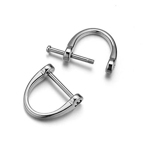 3 pairs D shape key ring with Screw Shackle for Car Key Leather Craft Purse Keychain Ring Horseshoe shape 3 colors Black Silver Gold