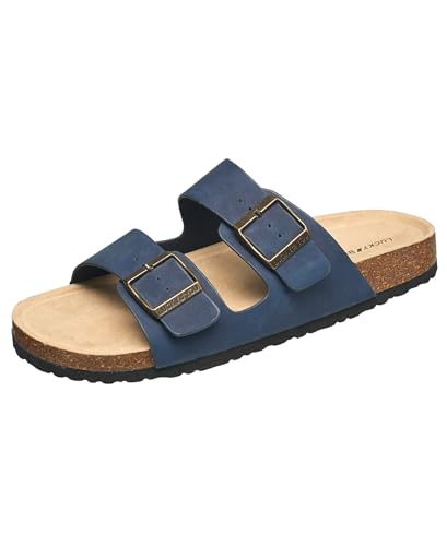 Lucky Brand Boys' Premium Suede Cork Slide Sandals - Dual Buckle Adjustable Straps, Comfortable Open-Toe Design for Casual Summer Comfort