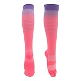 REPAIROCK Calcetines De Ciclismo Absorción De Sudor Anti Fricción Calcetines Para Bicicleta Al Aire Libre Morado Rojo Talla S-M Neutro Unisex 1 Par Arcoíris