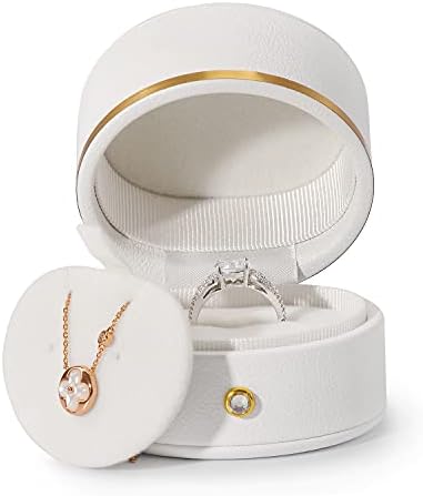 Oirlv Leather Ring Box Engagement Proposal Wedding Ring Gift Box Multifunctional Jewelry Boxes Earring Necklace Gift Box (White)