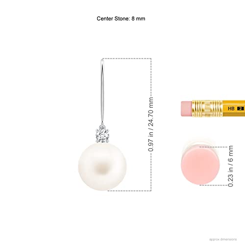 ANGARA Freshwater Pearl Earrings for Women | Round Freshwater Cultured Pearl Diamond Dangle Earrings in 14K Solid Gold/Platinum | June Birthday, Anniversary, Gemstone Jewellery Gift2