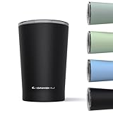 Daikoku Termo de Café 330ml Acero Inoxidable | Vaso térmico doble pared aislante libre de BPA | Mantiene bebidas frías 12h y calientes 5h | Color Negro