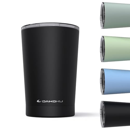 Daikoku Termo de Café 330ml Acero Inoxidable | Vaso térmico doble pared aislante libre de BPA | Mantiene bebidas frías 12h y calientes 5h | Color Negro