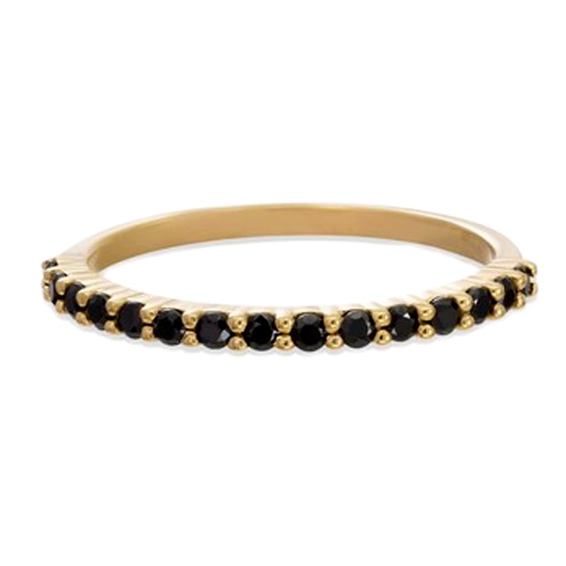 Demi-alliance onyx noir et argent 925 bague sertie