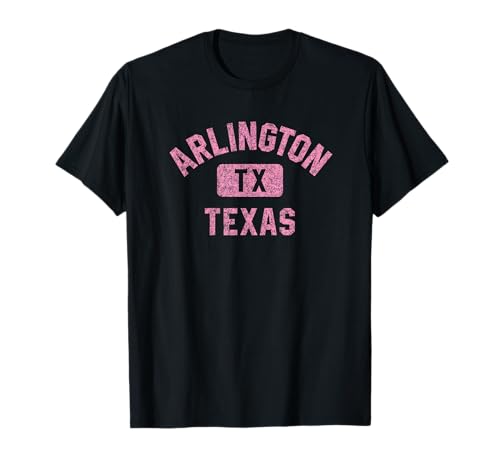 Arlington Texas Gym Style Distressed Pink Print T-Shirt