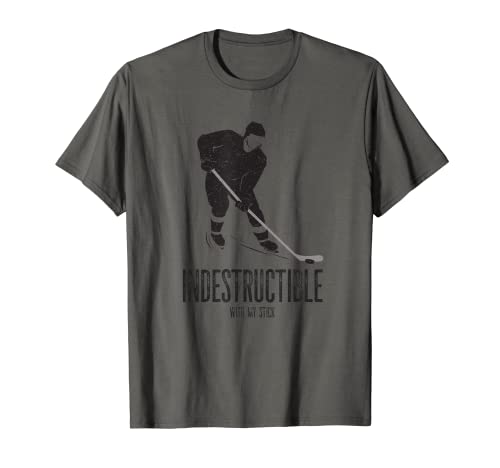 Giocatore di hockey su ghiaccio divertente regalo indistruttibile con il mio bastone Maglietta