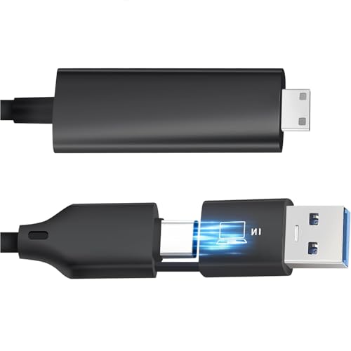 kasorey H5-M Video Signal Conversion Cable for Triple Laptop Screen Extender, USB A/C to Mini HDMI Cable Compatible with MacBook M1/M2/M3 Chips, Only...