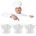 Chudian 3pcs Chapeau de Chef Élastique, Toque de Chef Réglable Blanc Toque de Chef Cuisinier en Coton Polyester pour Adultes et Enfants- Restaurant,Barbecue,Hôtel