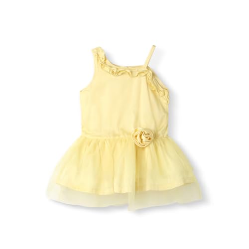 Image of Nautinati Baby Girls Assymetric Neckline Fit & Flare Dress | Age 0-3 Years