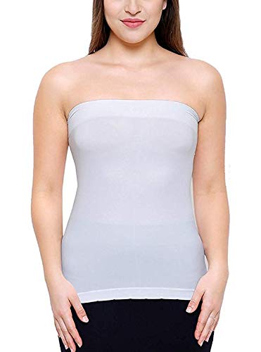 Image of Women's /Girl's Strapless Stretchable Long Bandeau Tube Top Camisole Free Size