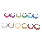 FIXOSHEE 12ロール 彩虹色グリッター和紙テープ色 粘着付き装飾クラフト用 手帳 スクラップブック パーティーデコレーションに