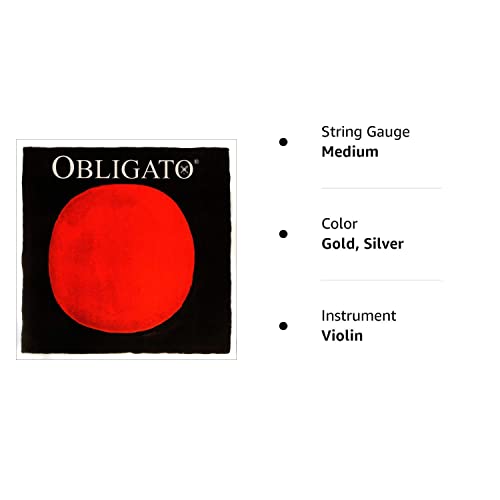 Obligato 4/4 Violin String Set - Medium Gauge - With Gold Ball-End E & Silver D #TOP1