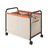 KoiFlow 収納ボックス キャスター付き おやついれボックス キャスター付き 蓋付き 大容量 ホーム雑貨収納 2段 リビング 子供部屋 おもちゃ収納 仕切り付き ハンドル付き こどもカバン収納 ランドセルワゴン (ベージュ 63.5*37*65CM)