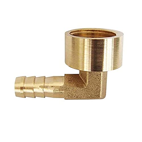HATOOLHA® Raccord de tuyau cannelé en laiton - Raccord de tuyau coudé de 10 mm - Filetage femelle de 9,5 mm - Connecteur adaptateur de tuyau à 90 degrés