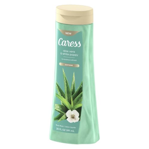 Image of Caress Body Wash Aloe Vera & White Poppy To Soothe and Refresh Soothing Body Soap 20 fl oz, Pack of 4