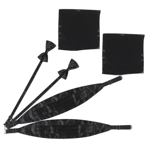 Set de corbata de moño y fajín negro para hombre