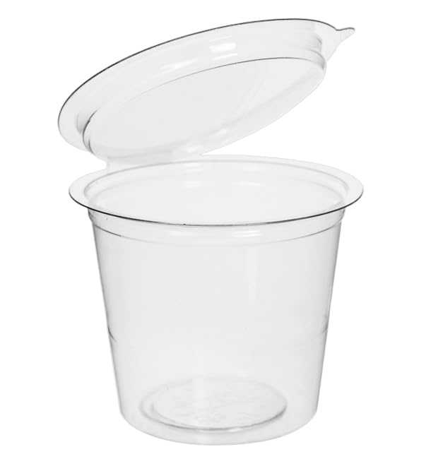 Monouso | 405 Tarrina Redonda con Tapa Bisagra 125ml, PET, Salsas, Biodegradables, Envases para Comida, Comercio, Multiuso