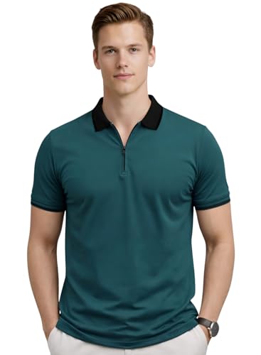 Image of Mens Premium Cotton Polo T-Shirt | 220 GSM Soft Fabric | Casual Stylish Look | Zipper Polo Design Snow White Polo T Shirt | Polo Tshirt for All-Day Wear