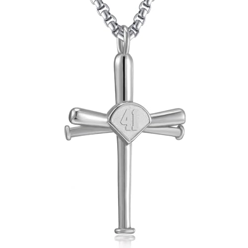 Collier de baseball pour homme avec chaîne en acier inoxydable et pendentif sport chrétien
