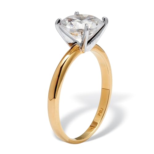 PalmBeach 3 TCW Yellow Gold-Plated Round Cubic Zirconia Solitaire Engagement Ring, Sizes 5-102