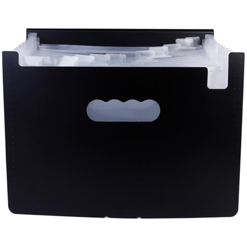 WEKAMOS 素材書類ケース 大容量アコーディオンフォルダー カバー付きロック機能付き オフィス 学校用ファイルオーガナイザー ブラック