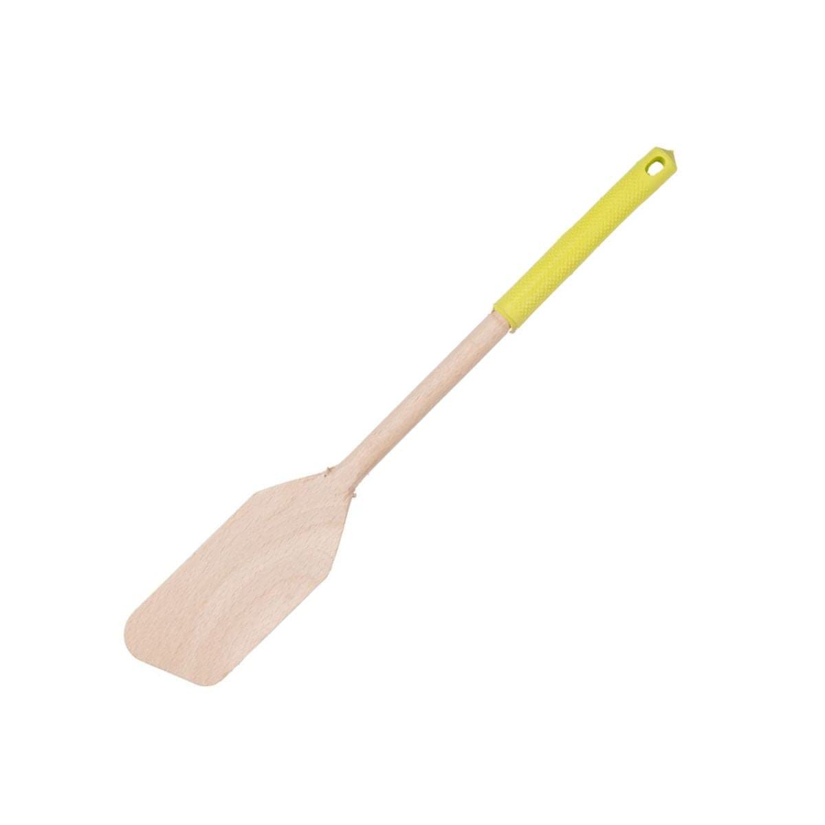 Fackelmann 0905150 Wooden Spatula with Angled Tip and Coloured Silicone Handle Brown