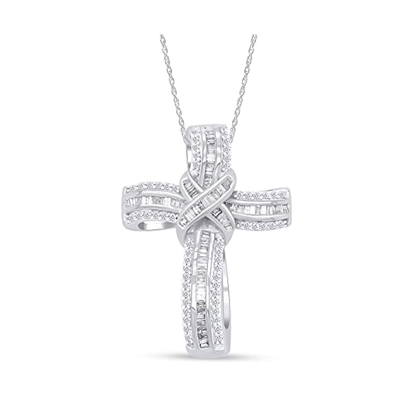 Infinity Cross Diamond Pendant Necklace for Women & Men, 1.00 Cttw Natural or Lab-Grown Diamond in 14K Gold Over 925 Sterling Silver, Religious Christian Jewelry Gift with 18" Chain