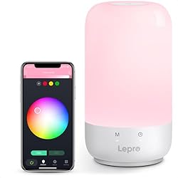 Lamparas De Mesa Ofertas Lepro Lámpara de Noche Inteligente WiFi, Lámpara de Mesa LED 16 Millones de Colores RGB y Luz Blanca Regulable con APP, Compatible con Alexa y Google Home, ideal para descansar, leer y decorar