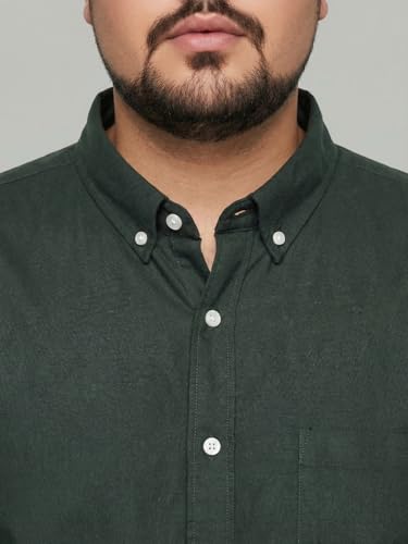 Image of Urbano Plus Men's Cotton Full Sleeve Regular Fit Solid Oxford Shirt with Button-Down Collar