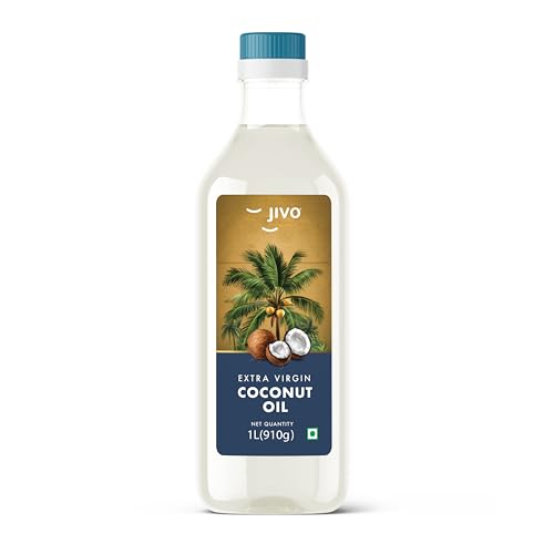 Image of JIVO Pure Extra Virgin Coconut Oil 1 Litre | Nourishing Oil Bottle for Skin | Hair Growth | Baby Massage | Good for Salad Dressing Zero Cholesterol and Trans Fat | Keto diet & Cooking