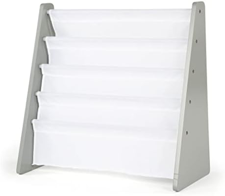 Humble Crew, Grey/White Kids Book Rack Storage Bookshelf, 4 Tiers