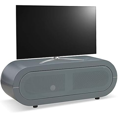 MDA Designs Lacerta Grey with BeamThru Remote-Friendly Glass with Chrome Trim for Flat Screen TVs upto 70 TV Cabinet Cover