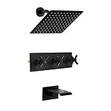 SUBEIXI 3 Handle Tub Shower Faucet, Matte Black Three Handle...