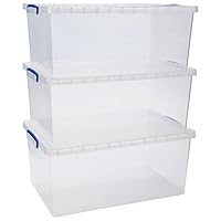 Really Useful Nestable Plastic Storage Box 62 Litre Clear (Pack of 3)