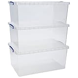 Really Useful Nestable Plastic Storage Box 62 Litre Clear (Pack of 3)