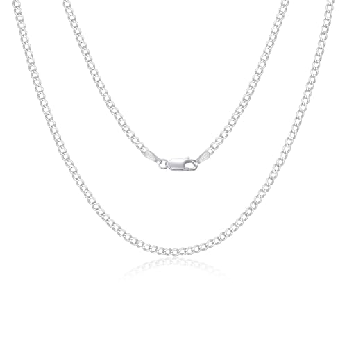 SILBERTALE 925 Sterling Silber Panzerkette Echt Silberkette für Herren Damen 2 mm Breite Dünn Superflache Mehrreihige Kette Hochwertige klassische Halsketten für den Alltag 45 cm