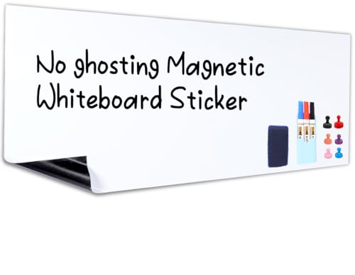 HAMIGAR Magnetic Whiteboard Contact Paper 48" x 94" Dry Erase White Board Sticker for Wall Stick on White Board Peel and Stick Wallpaper Adhesive Poster with Marker, Magnetic Eraser and Magnets