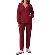 PINSPARK Two Piece Sets For Women Zip Up Hoodie Sweatshirts Drawstring Jogger Sweatpants With Poc...