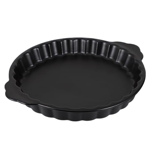 Homoyoyo Bandeja de para Hornear con Asas Dobles Superficie Esmaltada Negra Fácil de Limpiar Diseño Redondo Práctico para Cocina y Servir Alimentos