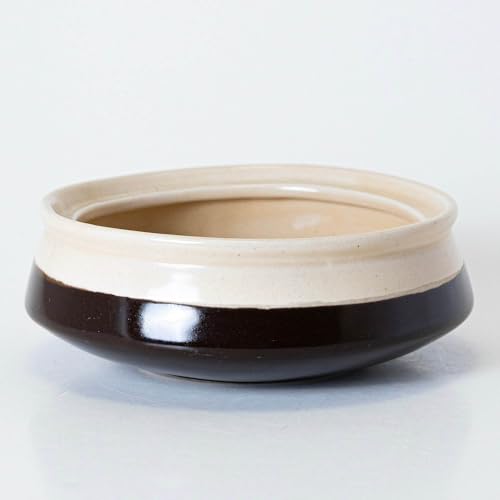 KALAKRITI Ceramic Brown Painted Glossy Donga | Dahi Handi | Serving Pot | Biryani Donga | Sauce Pot | Curd Setter | Dining Tableware Capacity - 500ML (2)