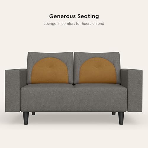 Image of Interio by Godrej Sofa Windle 2-Seater Fabric Sofa for Living Room, 3-Years Warranty, Solid Wood, Taupe and Camel