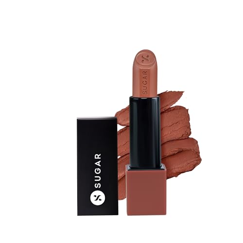 SUGAR Cosmetics Glide Peptide Serum Lipstick with Hyaluronic Acid & Vitamin E | Velvet Matte Finish | Long Lasting & Pigmented | 1 Swipe Full Coverage | 4.2gm – 01 Santorini Sunset