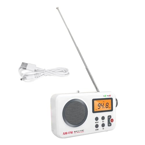 AM/FM Portable Radio with Digital LCD Display, Volume Control, Loud Audio Speaker Player