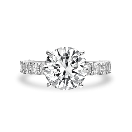 4.0ct Round Cut Engagement Ring for Women,Luxurious Half Eternity925 Sterling Silver Promise Ring for Wedding, Travel, Daily