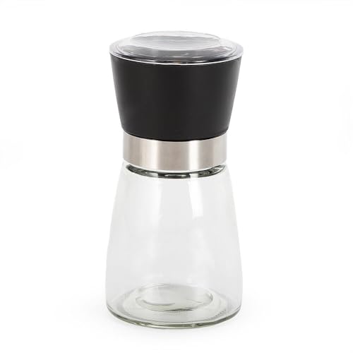 Set di 6 macinaspezie manuale con meccanismo in vetro regolabile, 180 ml, macinino a mano completamente automatico. Per macinare pepe, peperoni, sale grosso, cumino