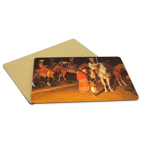 Lot de 4 sets de table souples dessous en liège napperons indiens d'Amériques 39,5x28,5 - 5